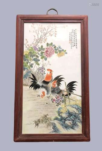 Liu YucenBig rooster with pastel flowers and birds