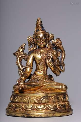 Qing Dynasty, Gilt Bronze White Tara