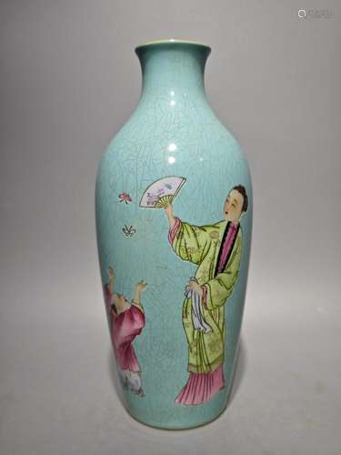 Turquoise green plum vase