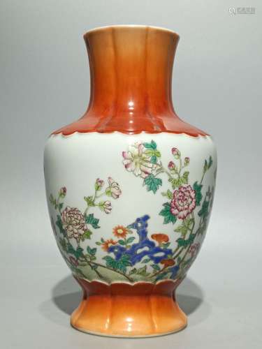 Cinnabar Red Crane Longevity Guanyin Vase