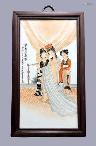 Zhao HuiminPorcelain panel painting of figures in ink and go...