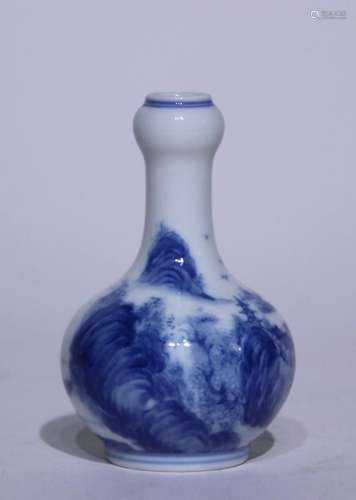 Blue and white garlic bottle