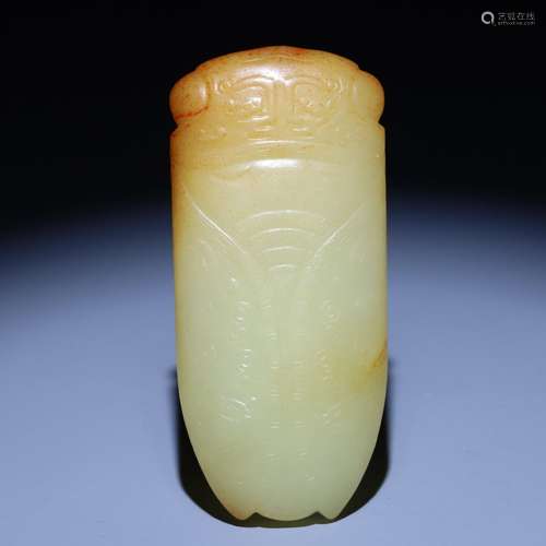 Hetian jade blockbuster cicada piece