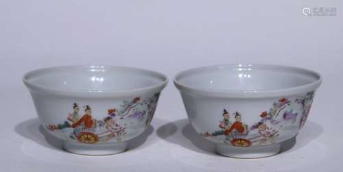 A pair of pastel character cups