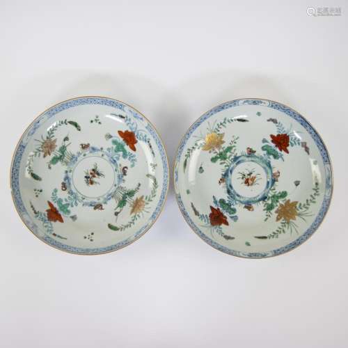 Pair of 18th century Chinese plates with ducks and lotus dec...