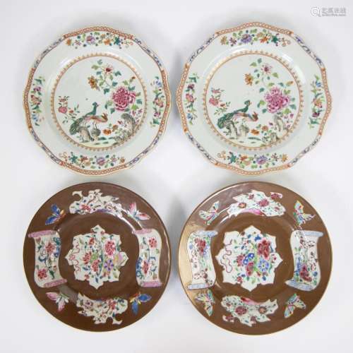 2 Chinese capuchin plates with famille rose floral decor in ...