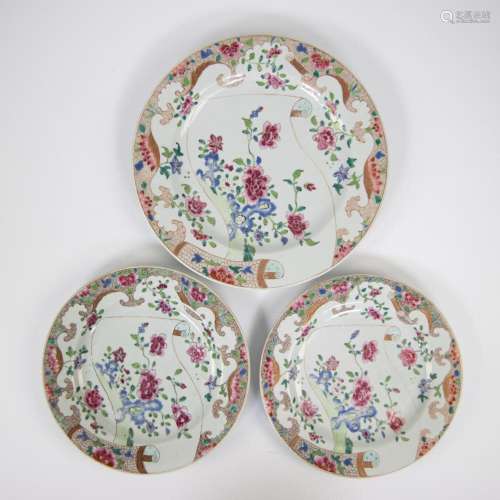 Collection of Chinese plates, famille rose, 18th century