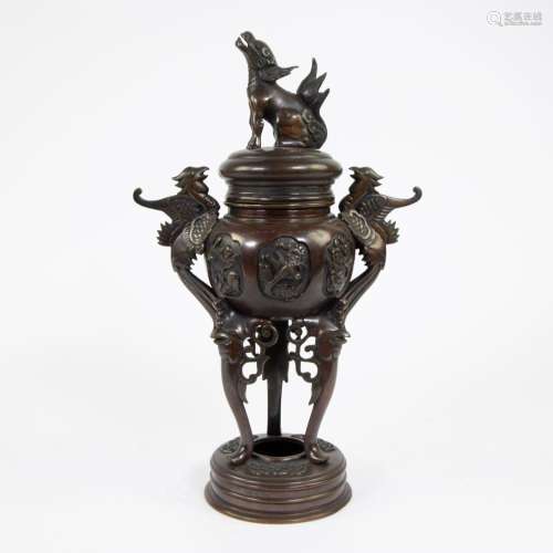 Japanese bronze incense burner Meiji