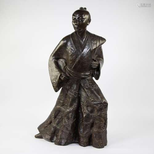 Exceptionally large bronze sculpture of a Samurai warrior, J...