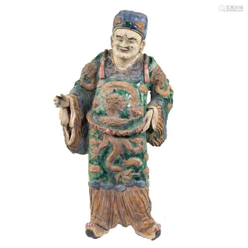 Chinese polychrome pottery statue, 19th century