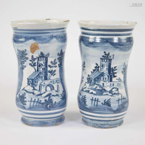 2 apothecary jars (Albarello's) 1778, Italy