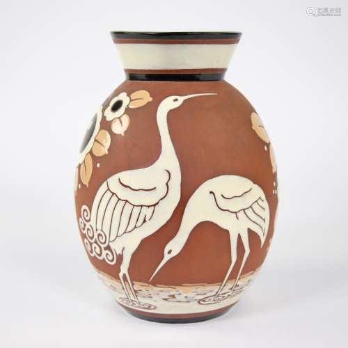Charles Catteau, a Boch Freres Keramis glazed ceramic vase, ...