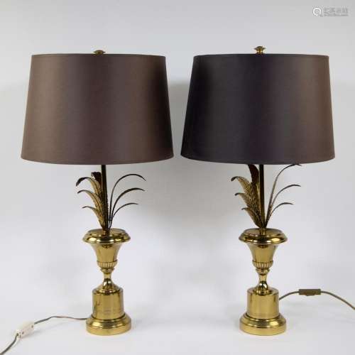 Pair of pineapple lamps in gilded bronze Boulanger