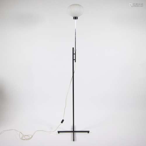 Vintage extendable floor lamp with white glass ball