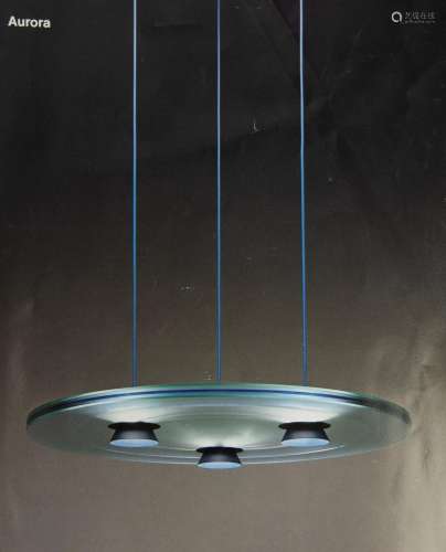 Aurora blue hanging lamp designed by Perry King & Santia...