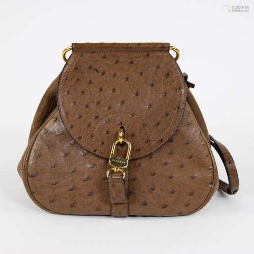 Delvaux brown ostrich leather Cerceau bag