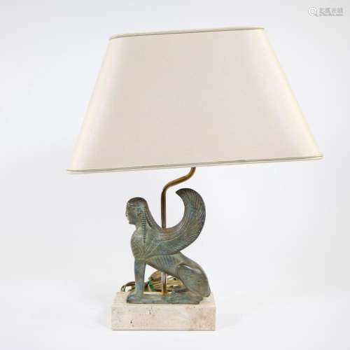 Sphinx lamp in marble and bronze Le dauphin France