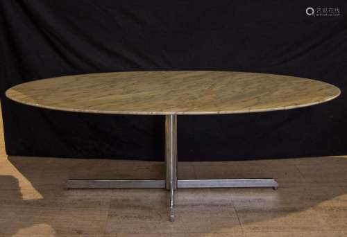 Florence Knoll, vintage marble dinning table, chrome base wi...