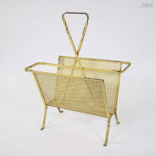 Mathieu MATÉGOT, vintage newspaper rack in perforated metal