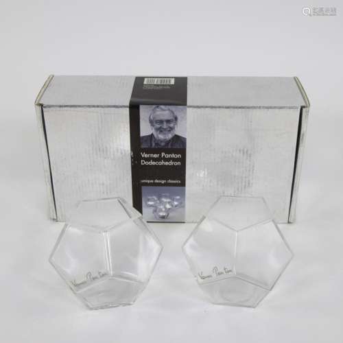 Verner Panton 1960s Dodecahedron 2 candle holders with origi...