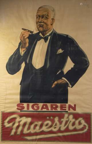 Original antique poster advertising Maestro cigars early 20t...