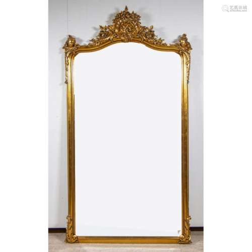 Large gilded mantelpiece mirror decorated with garlands, Lou...