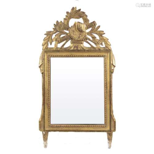 Fire-gilt fireplace mirror with exuberant garlands