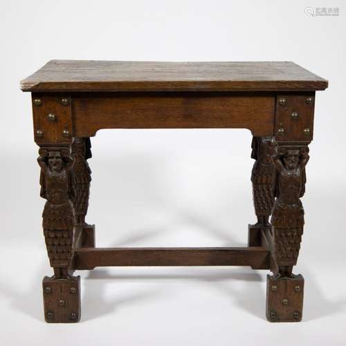 19th century oak wall console with 4 sculpted legs