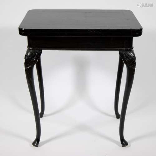 Black ebonised card table, foldable