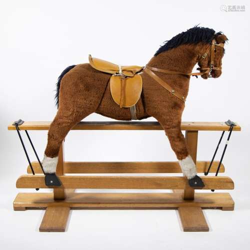 Pegasus of crewe rocking horse plush covered with leather sa...