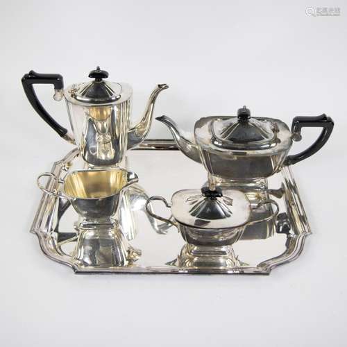 Silver plated coffee and tea service with plateau, Art Deco ...