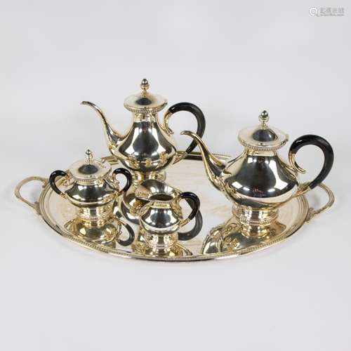 Silver coffee and tea service on a plateau, A835