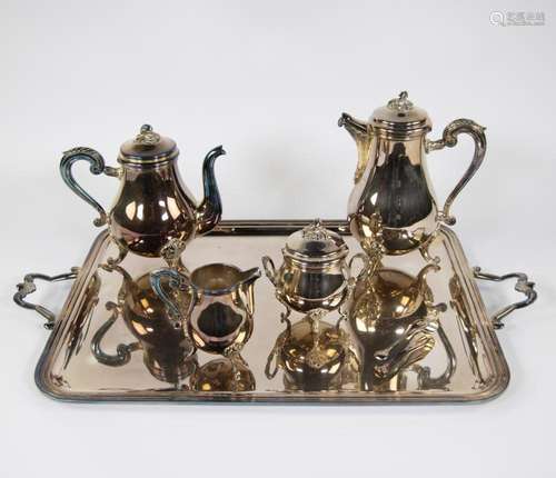 Coffee and tea set with plateau Christofle France, marked