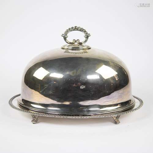 Victorian silver plated cloche with bowl finished with pearl...