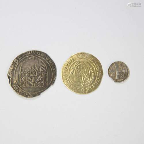 Collection of coins, Burgundian coin early 16th century, gol...