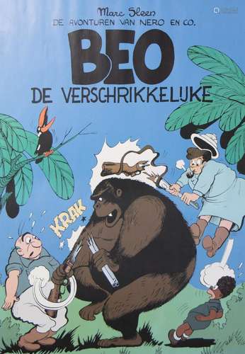 Marc Sleen, lithograph “Beo, the Terrible” from “De Avonture...