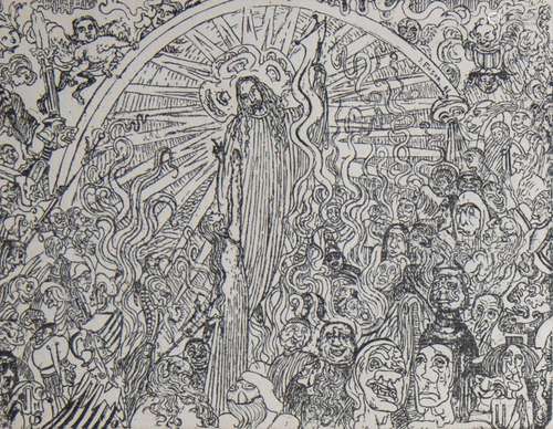 Christ Descending into Hell, print by James Ensor, signed in...