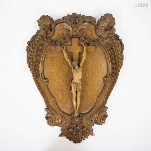 19th century wooden Corpus on a wooden frame decorated with ...
