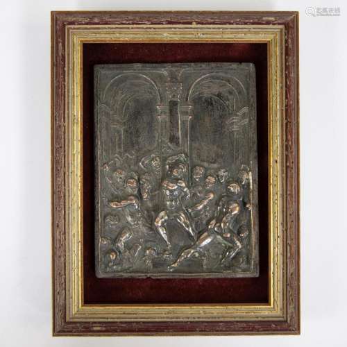 Copper silver plated plaque, Flemish, Mannerist 16th century...