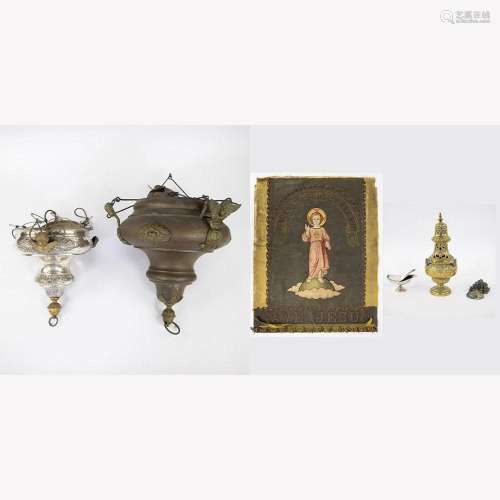 Collection of 2 God lamps and religious items