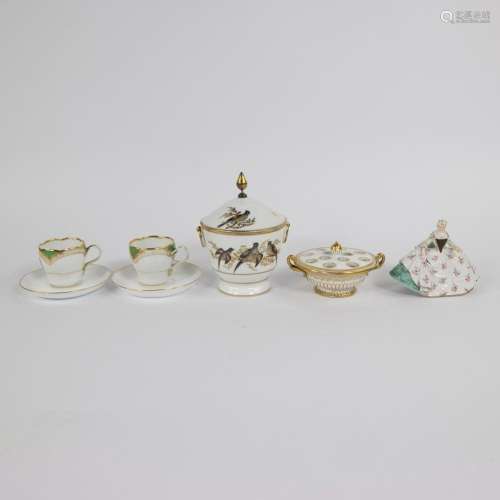 Collection of Porcelain, 18th century French lidded pot, 2 c...