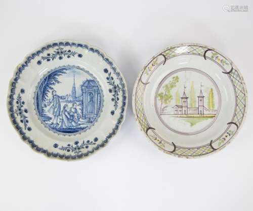 2 Delft plates ao blue and white by Plateelbakkerij Drie Pos...