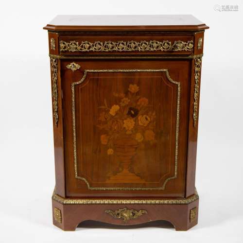 French one-door cabinet with imitation inlay of a flower bas...