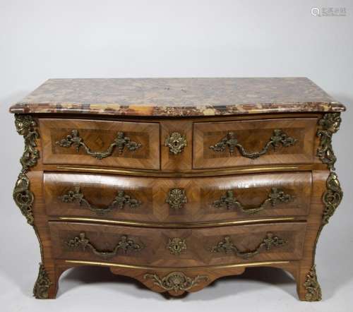 Sideboard Louis XV style with bronze decorations and marble ...