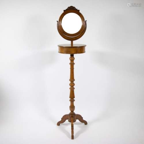 Antique English tripod shaving mirror in mahogany