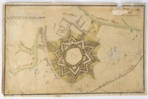 Plan of the Citadel of Ghent - Sint Pietersplein on chalk pa...