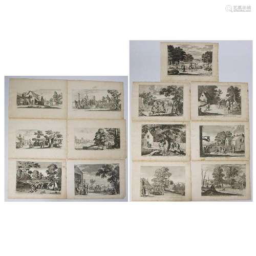17th/18th century engravings by Perrelle (Paris), Divers pai...