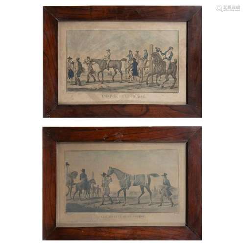 2 19th century frames with engravings 'Arrivée de la Cou...