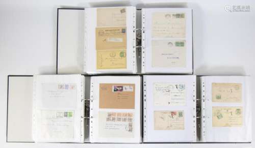 Collection of 3 folders with postcards and stamped letters