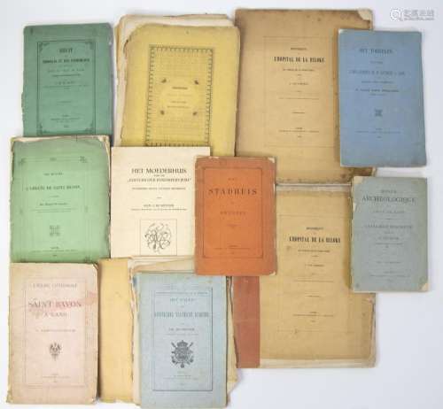 Lot of old books about buildings in Ghent (and Brussels)